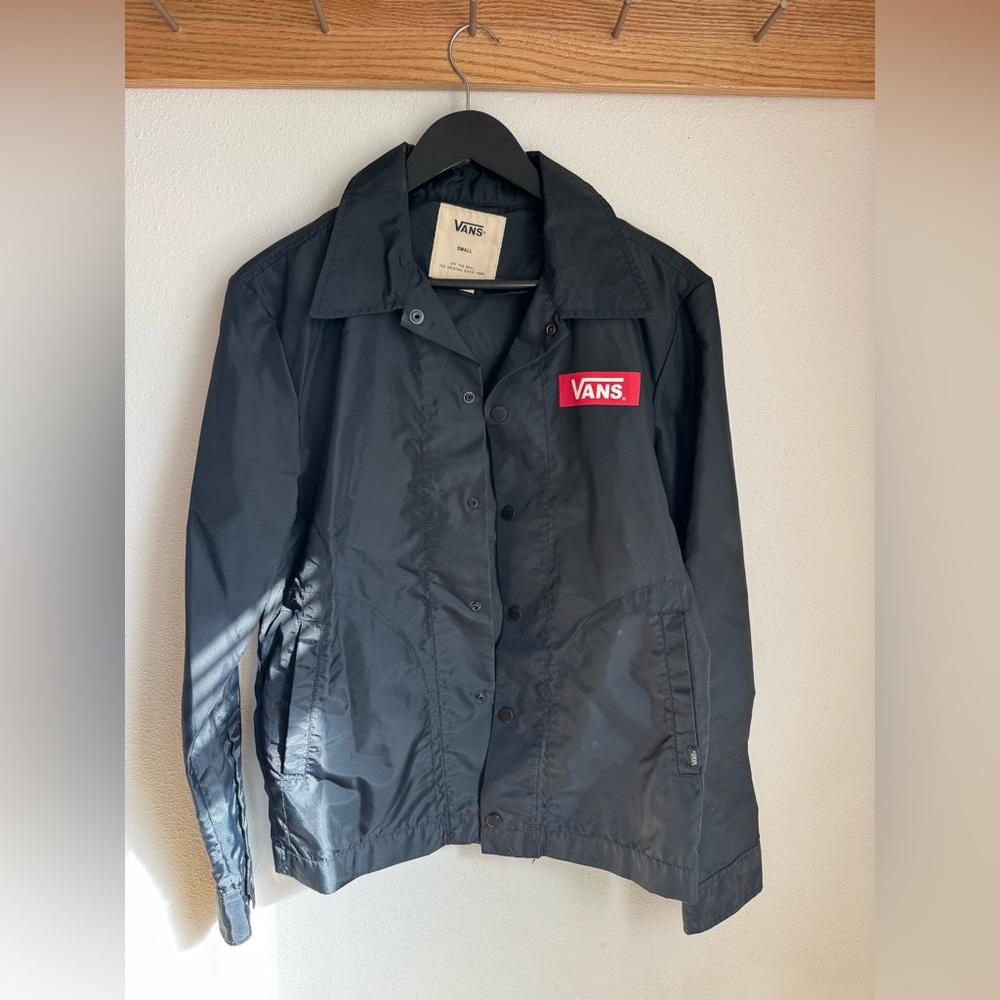 Vans Black lightweight water repellent Jacket with Red Logo